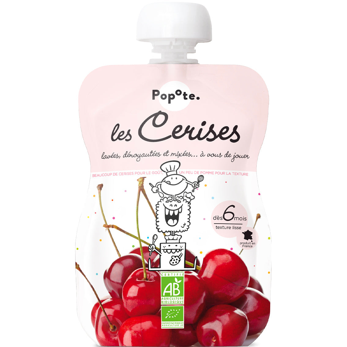 Popote -- Gourde compote cerise bio - 120 g