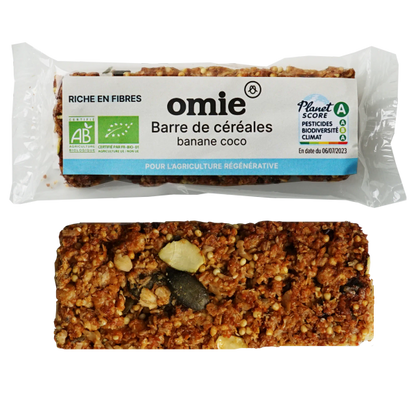 Omie -- Barre de céréales banane coco bio (avoine, millet français) - 25 g